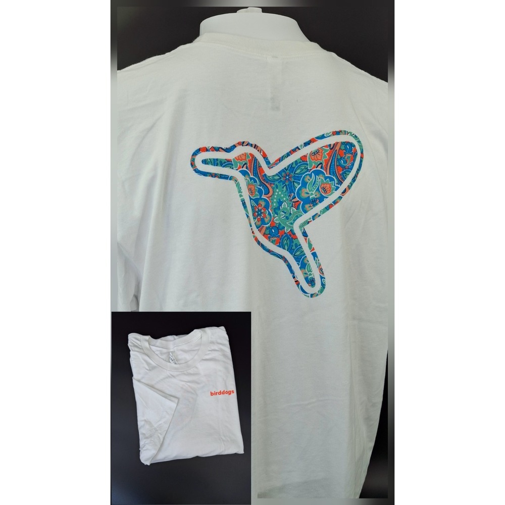 Birddogs T-Shirt Mens XL White Short Sleeve Paisley Bird Graphic Logo Tee